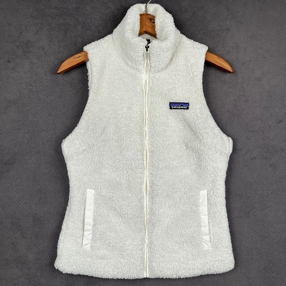 Patagonia Los Gatos Fleece Vest Womens XS White Full Zip Sherpa Mock Neck 25216